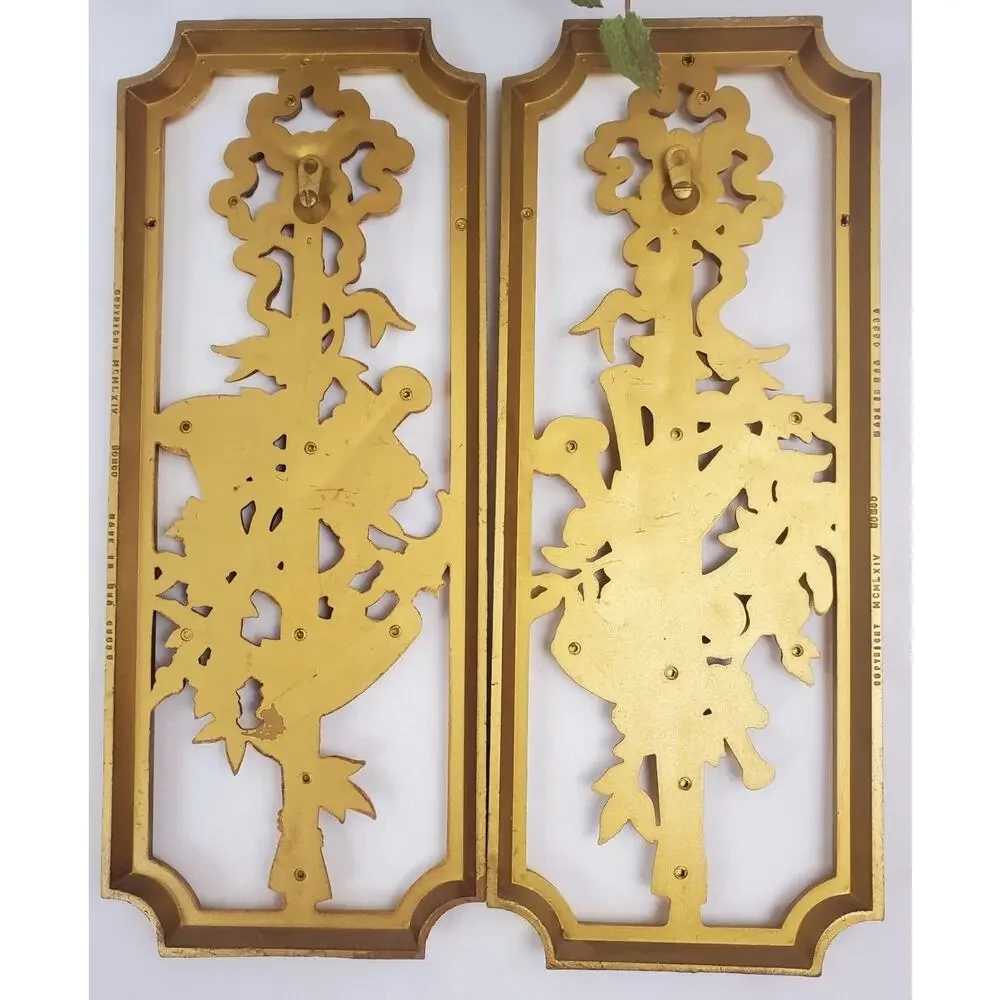 2 Syroco Homco Set Gold Musical Instrument Wall Plaques 1964 Vintage MCM Regency